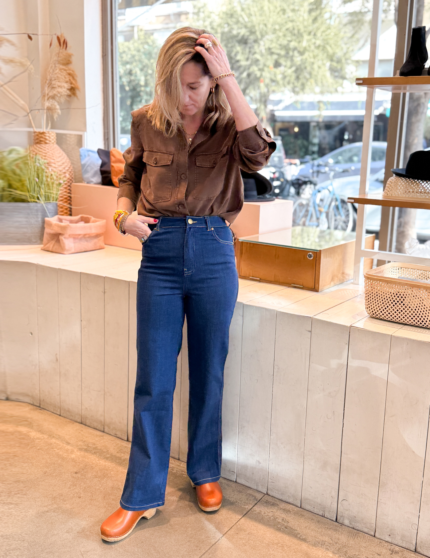 ג'ינס G DENIM גזרה רחבה כחול עמוק – תמונה 2