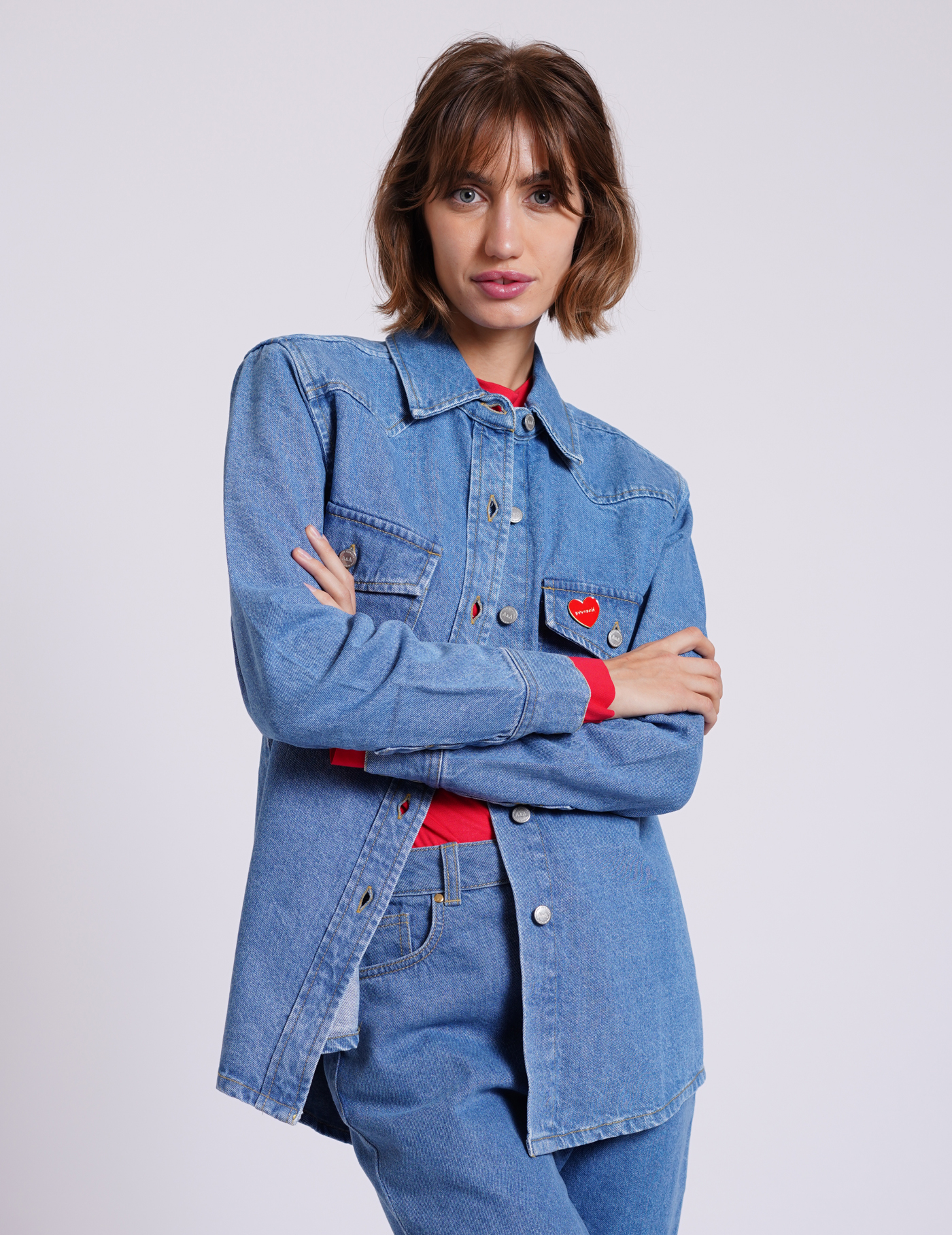 ג'קט ג'ינס DENIM JACKET כחול – תמונה 2